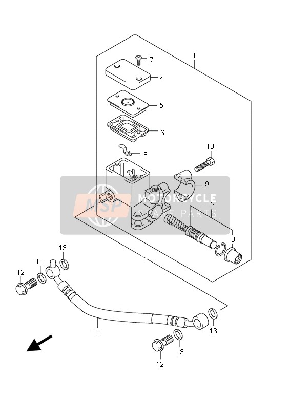 Suzuki UX125 SIXTEEN 2008 Rear Master Cylinder for a 2008 Suzuki UX125 SIXTEEN